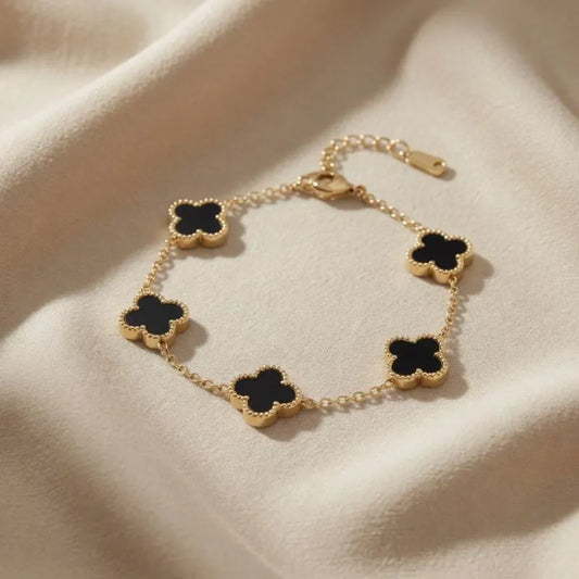 Black 5 Clover Bracelet 18k Plated