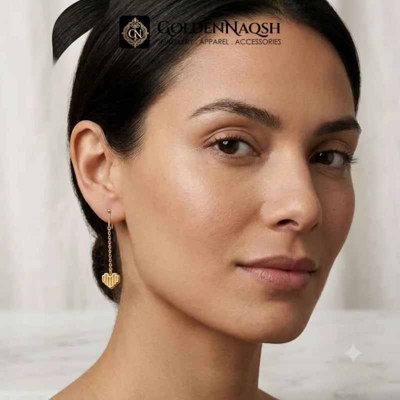 Chain Drop Ribbed Heart Earrings