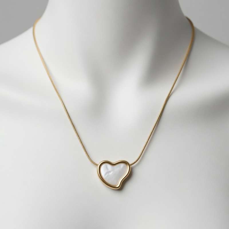Golden Heart Pearl" Mother of Pearl Pendant Necklace