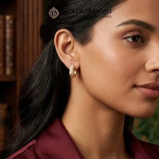 Bold Pave Gold Huggie Earrings