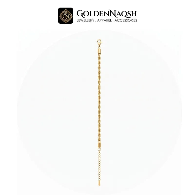 Golden Twist Rope Chain Bracelet