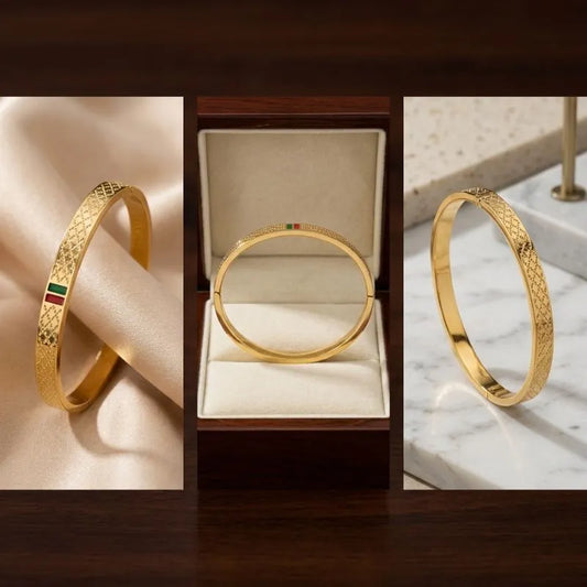 Golden Luxury Enamel Bangle – Tarnish Free Steel