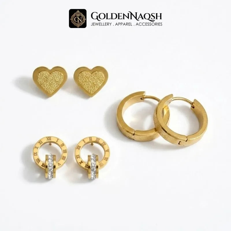 3-in-1 Gold Everyday Earring Set