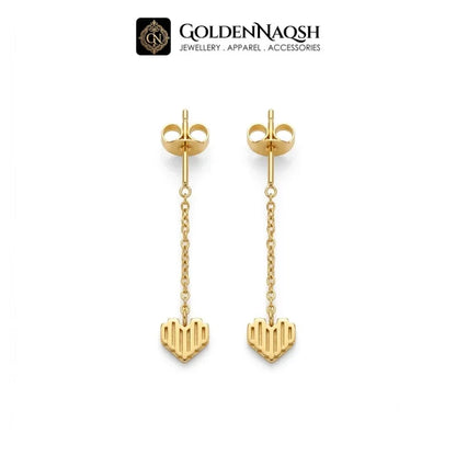 Chain Drop Ribbed Heart Earrings