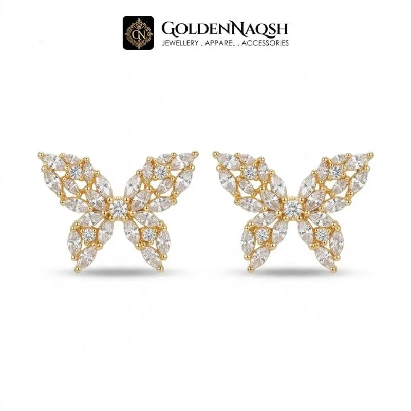 Crystal Marquise Butterfly Stud Earrings