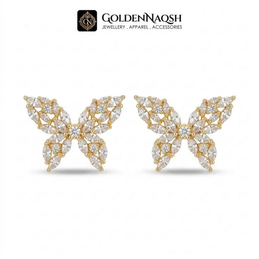 Crystal Marquise Butterfly Stud Earrings