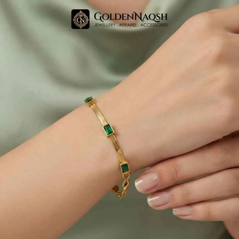 Emerald Trio Snake Chain Bracelet