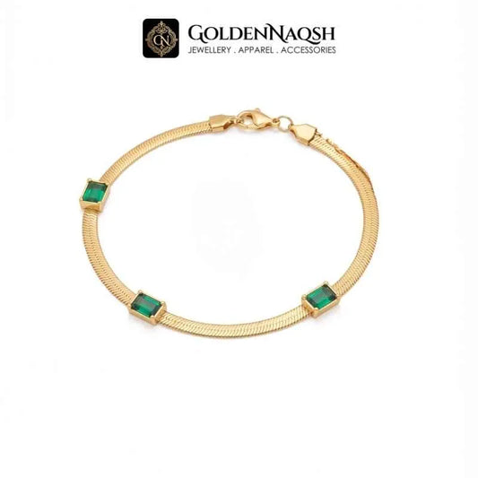 Emerald Trio Snake Chain Bracelet