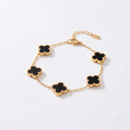 Black 5 Clover Bracelet 18k Plated