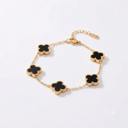 Black 5 Clover Bracelet 18k Plated