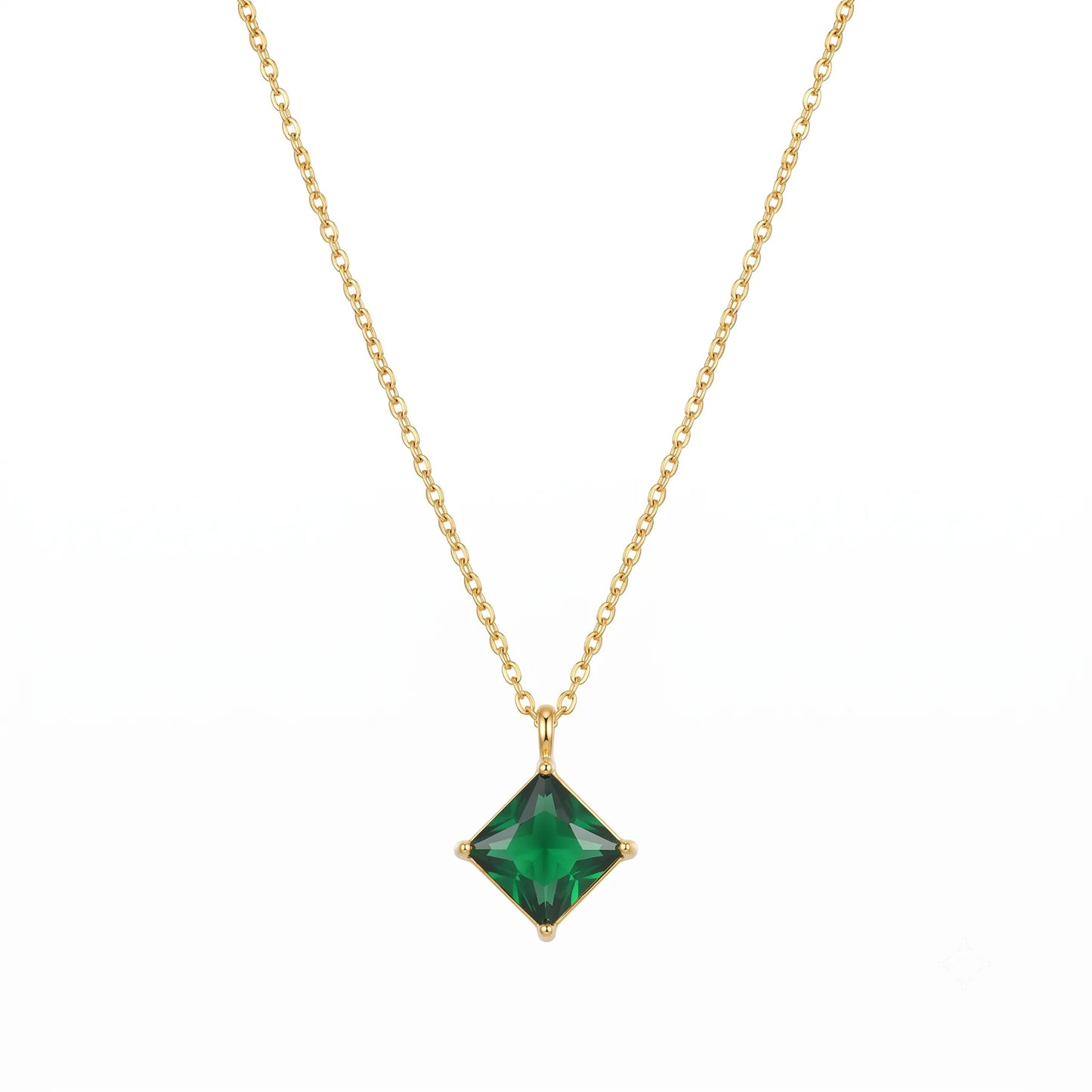 Emerald/Green Zircon Pendant Gold Necklace