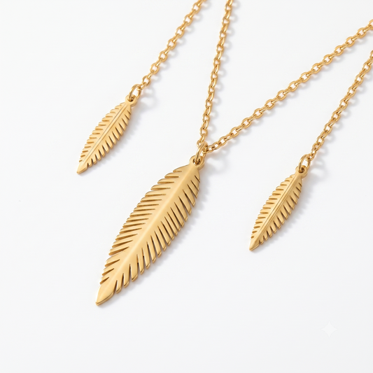 Golden Leaves Hand Chain Bracelet with Leaf Charms