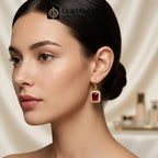 Ruby Red Halo Dangle Huggie Earrings | Vintage Stainless Steel Huggie Earrings