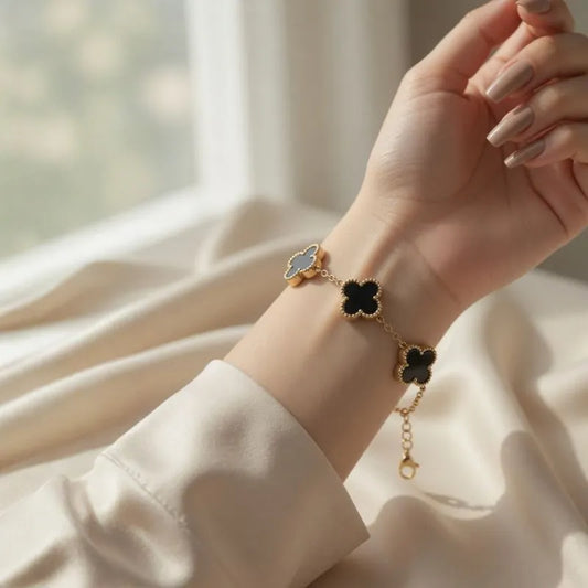Black 5 Clover Bracelet 18k Plated