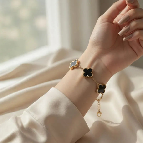Black Clover Motif Chain Bracelet