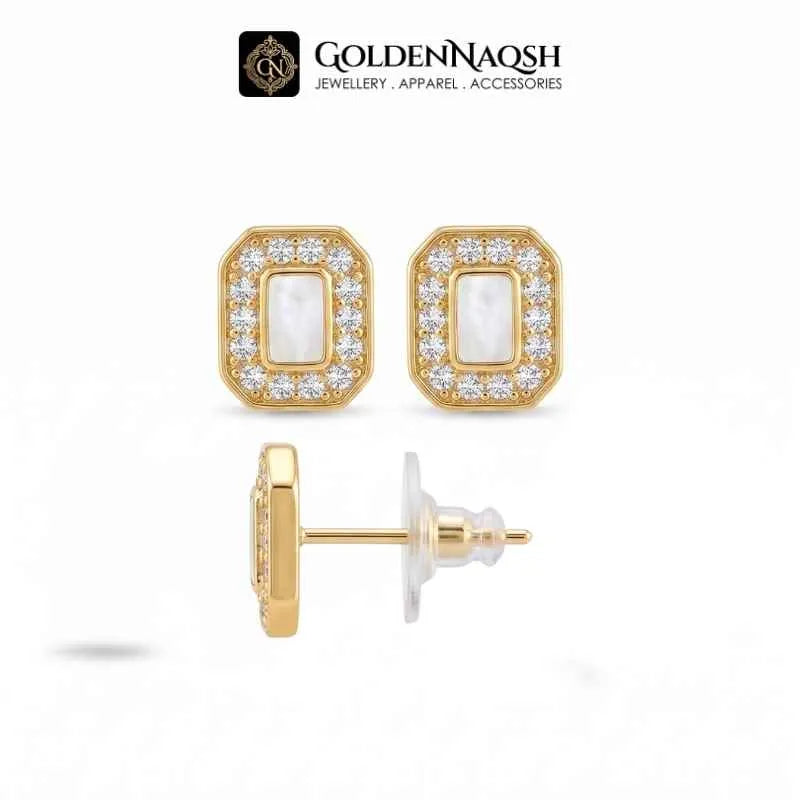Octagon Pearl Halo Earrings