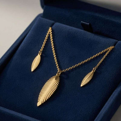 Golden Leaves Hand Chain Bracelet with Leaf Charms