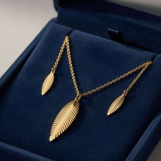 Golden Leaves Hand Chain Bracelet with Leaf Charms