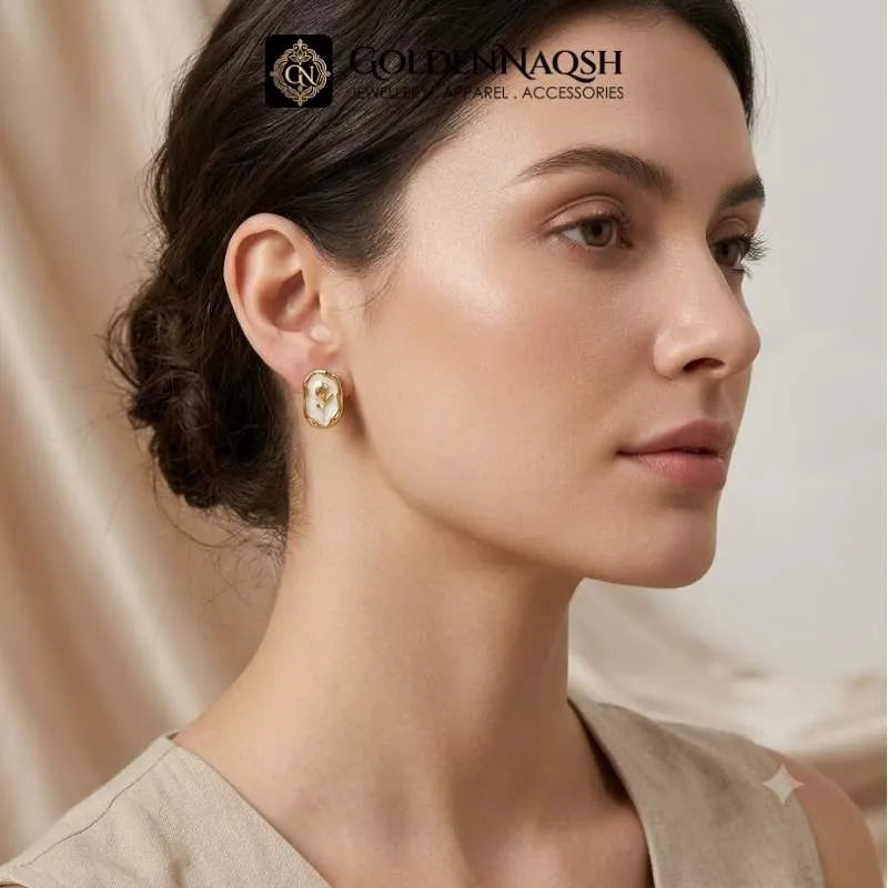 Enamel Rose Stud Earrings