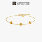 Gold Triple Rose Chain Bracelet | Floral Stainless Steel Chain Bracelet