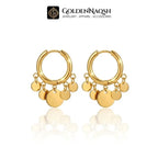 Gold Multi-Disc Coin Dangle Huggie Earrings | Boho Stainless Steel Huggie Earrings