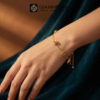 Gold Triple Rose Chain Bracelet | Floral Stainless Steel Chain Bracelet