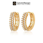 Gold Double Row CZ Huggie Earrings | Sparkling Stainless Steel Huggie Earrings
