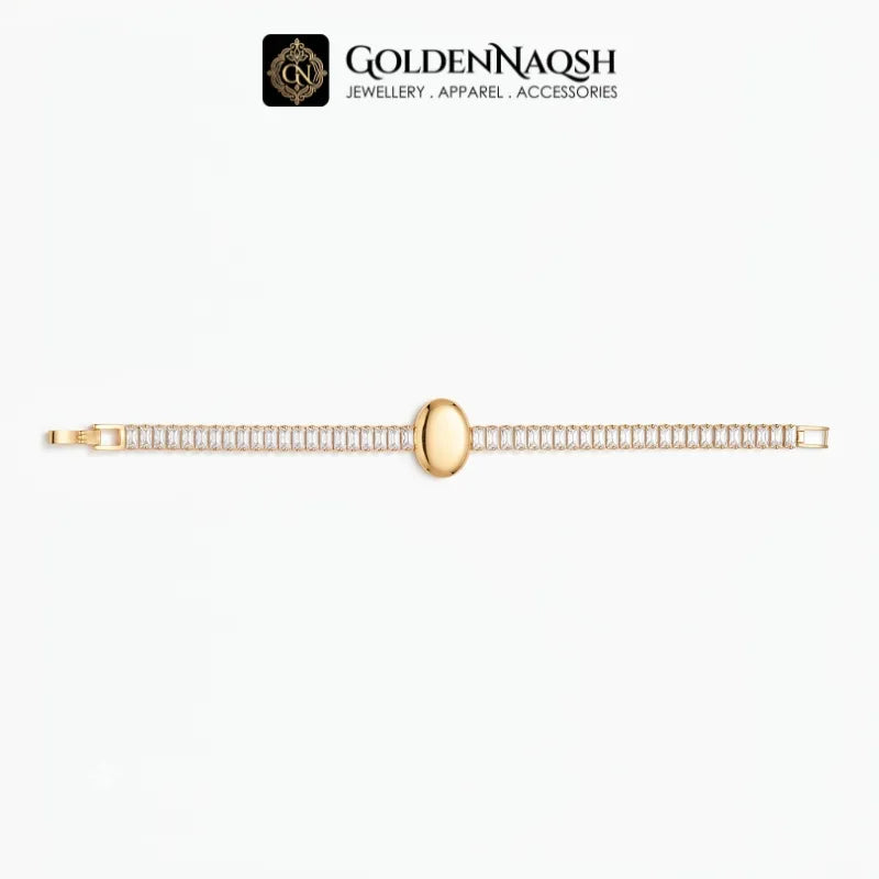 Golden Aura Baguette Bracelet (Round Charm Edition)
