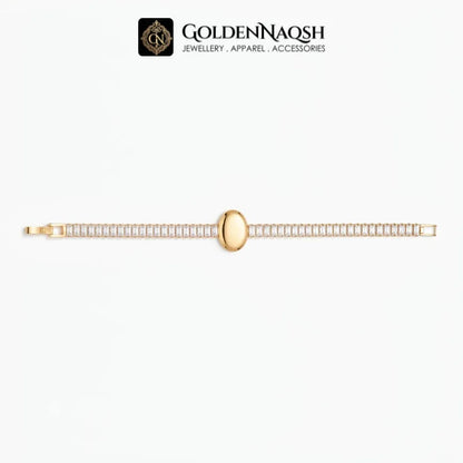 Golden Aura Baguette Bracelet (Round Charm Edition)