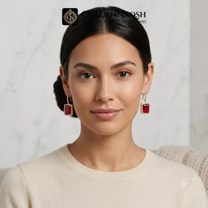 Ruby Emerald-Cut Hook Earrings