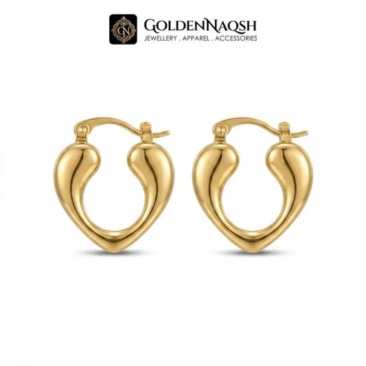 Sculpted Heart Hoop Earrings