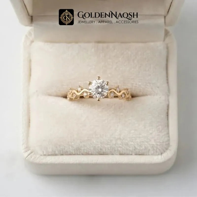 Gold Twisted Vine Solitaire Ring | Romantic Stainless Steel Ring