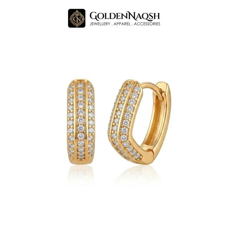 Bold Pave Gold Huggie Earrings