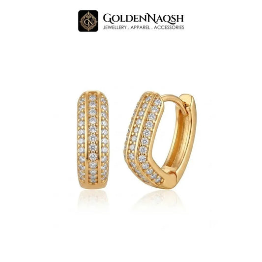 Bold Pave Gold Huggie Earrings
