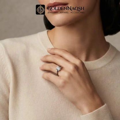 The Signature Adjustable Big Round Silver Diamond Ring