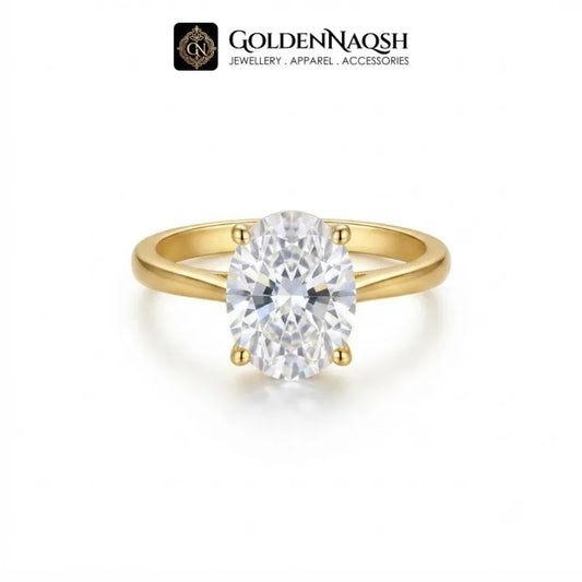 Timeless Adjustable Gold Plated Oval Diamond Ring