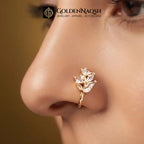 Gold Marquise Leaf Clip-On Nose Ring | Non-Piercing Stainless Steel Nose Cuff