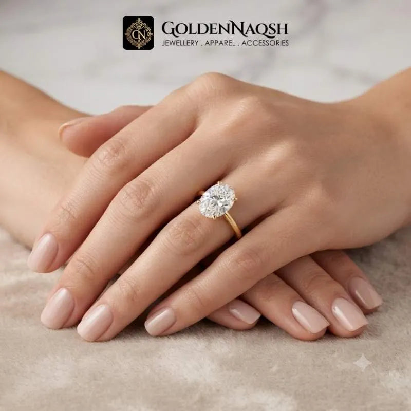 Timeless Adjustable Gold Plated Oval Diamond Ring