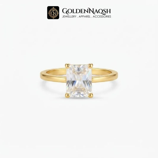 Adjustable Golden Radiant Rectangle Diamond Ring