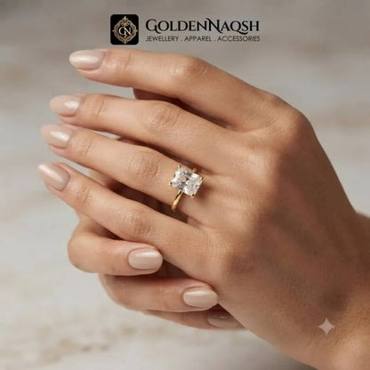 Adjustable Golden Radiant Rectangle Diamond Ring