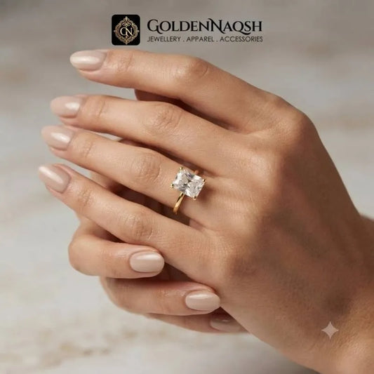 Adjustable Golden Radiant Rectangle Diamond Ring