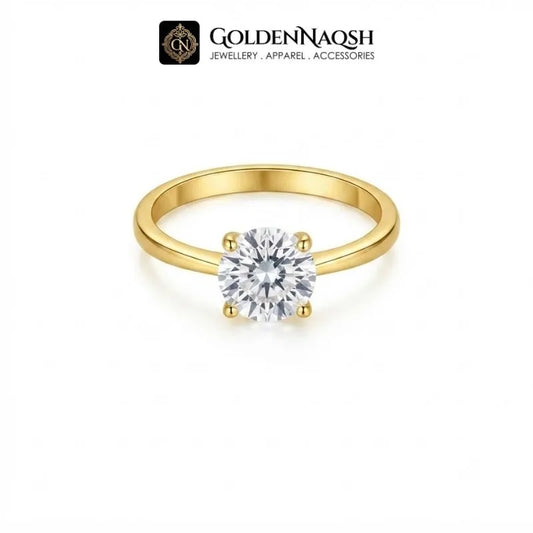 Minimal Golden Round Diamond Adjustable Statement Ring for Her