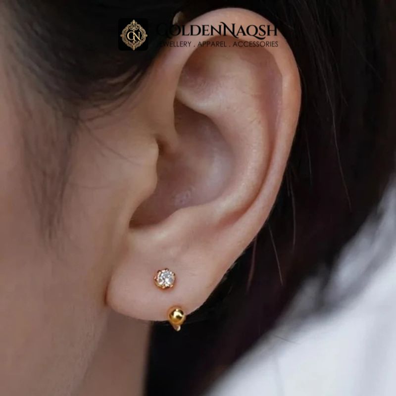 Gold CZ Horseshoe Piercing Ring | Sleek Stainless Steel Circular Barbell