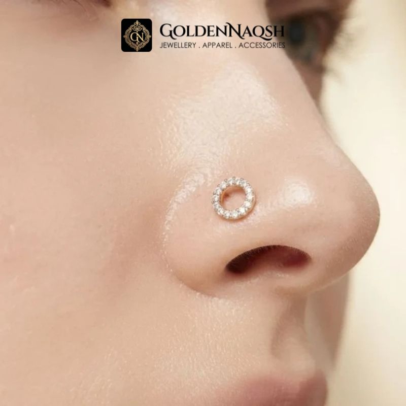 Gold Open Circle Pave CZ Stud Earring | Geometric Stainless Steel Piercing Stud