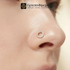 Gold Open Circle Pave CZ Stud Earring | Geometric Stainless Steel Piercing Stud