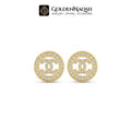 Gold Interlocking C Halo Stud Earrings | Designer Stainless Steel Stud Earrings