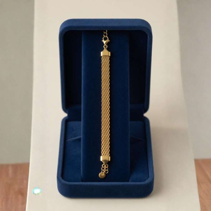 Golden Whisper Mesh Chain Bracelet with Ball Charm - 18K Gold Plated