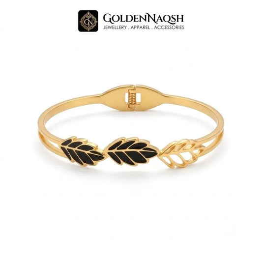 Golden Feather Enamel Bangle