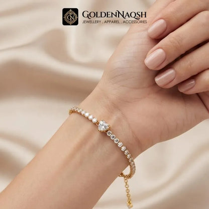 Golden Heart Tennis Bracelet