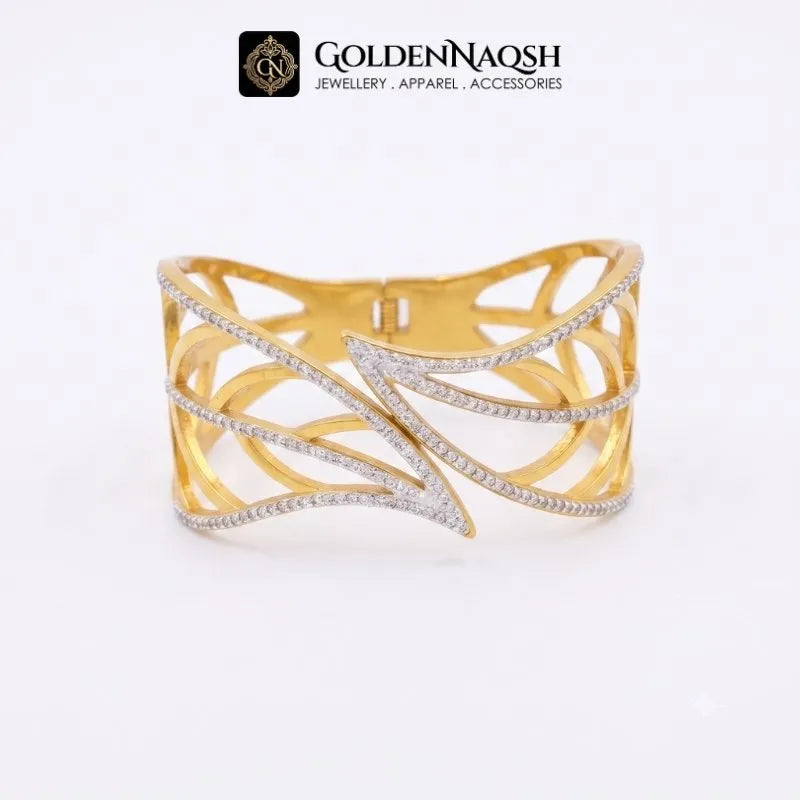Golden Leaf Wide Cuff Bracelet